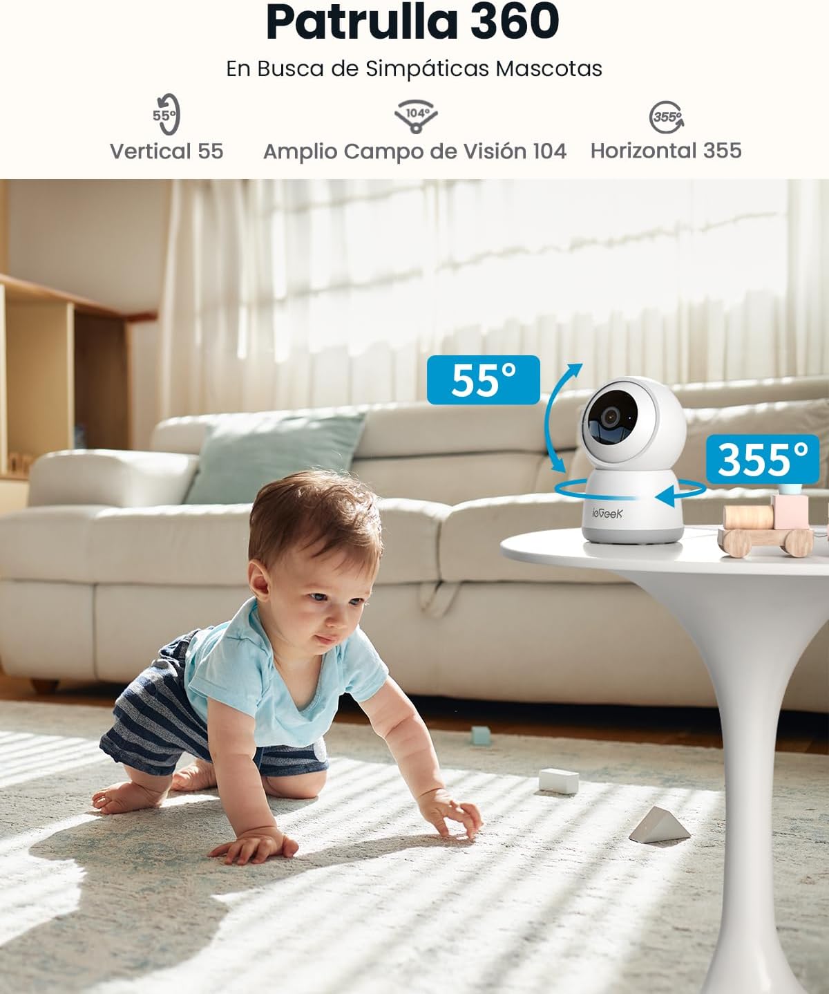 Telecamera Sorveglianza WiFi Interno 5MP 360° PTZ | ieGeek - immagine 8