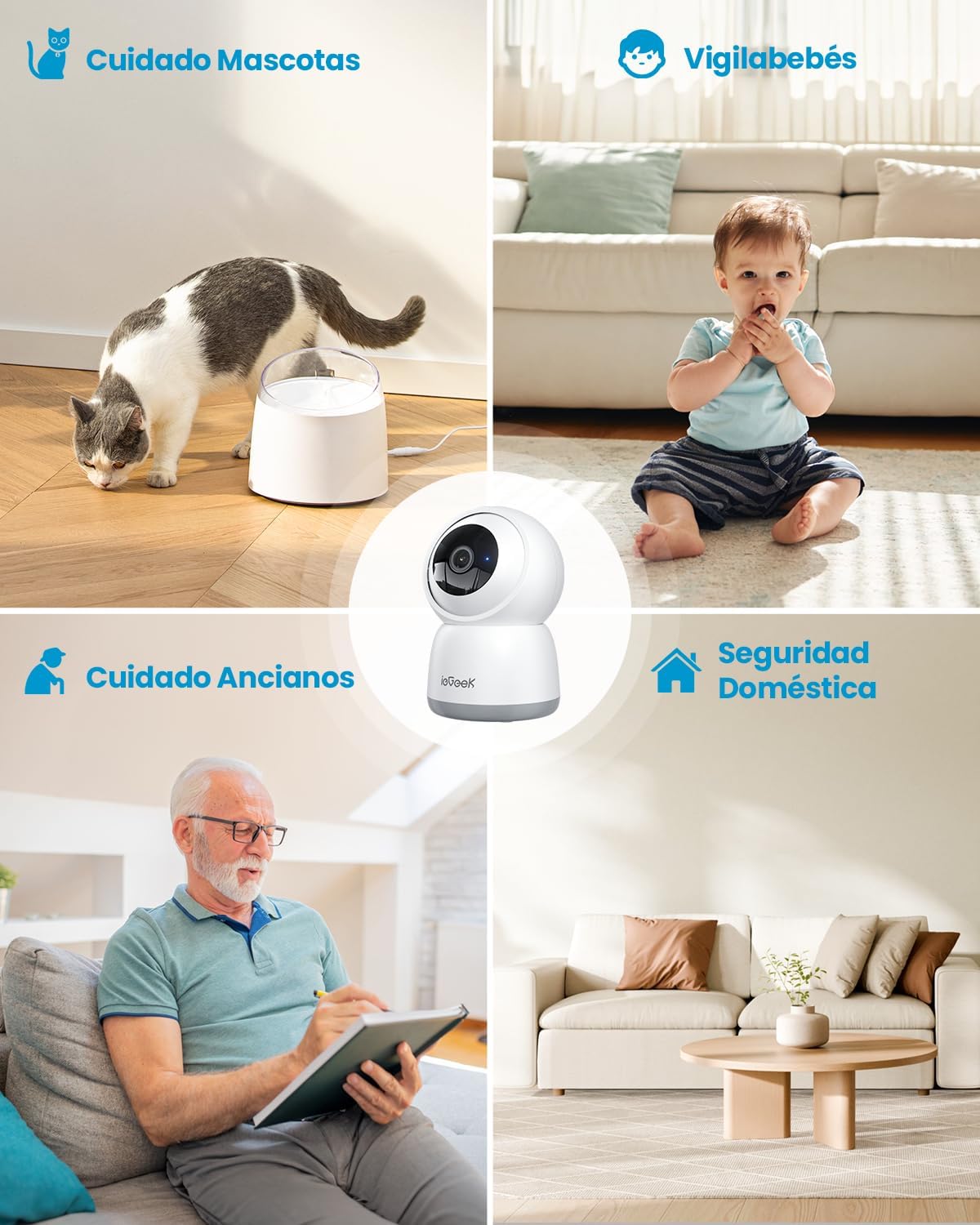 Telecamera Sorveglianza WiFi Interno 5MP 360° PTZ | ieGeek - immagine 3