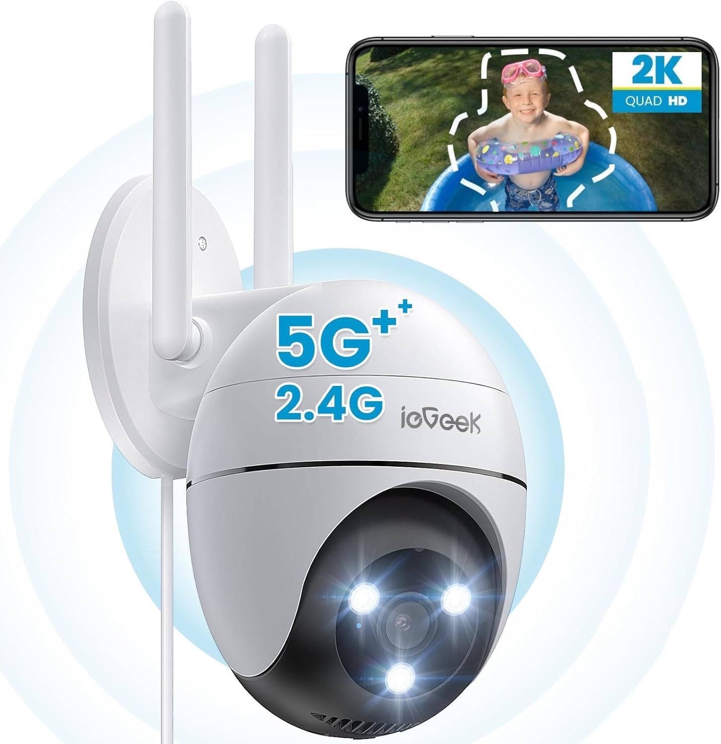 ieGeek ZS-GQ2 Telecamera PTZ 360° WiFi 2K Dual Band Esterno