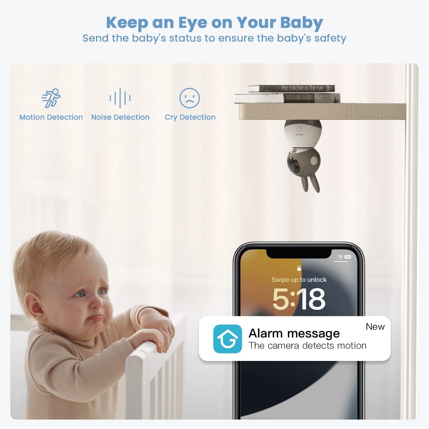 ieGeek Baby 1T-2 Baby Monitor 2K con 2 Telecamere – Schermo 5” Senza WiFi, PTZ 360° + App - immagine 8