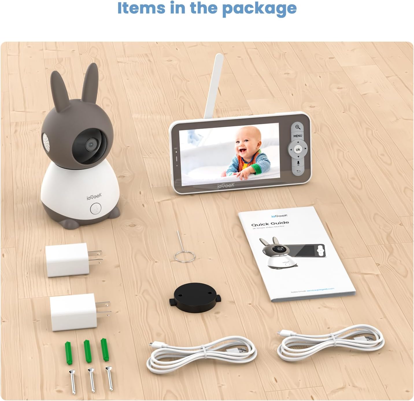 ieGeek Baby 1T-2 Baby Monitor 2K con 2 Telecamere – Schermo 5” Senza WiFi, PTZ 360° + App - immagine 3
