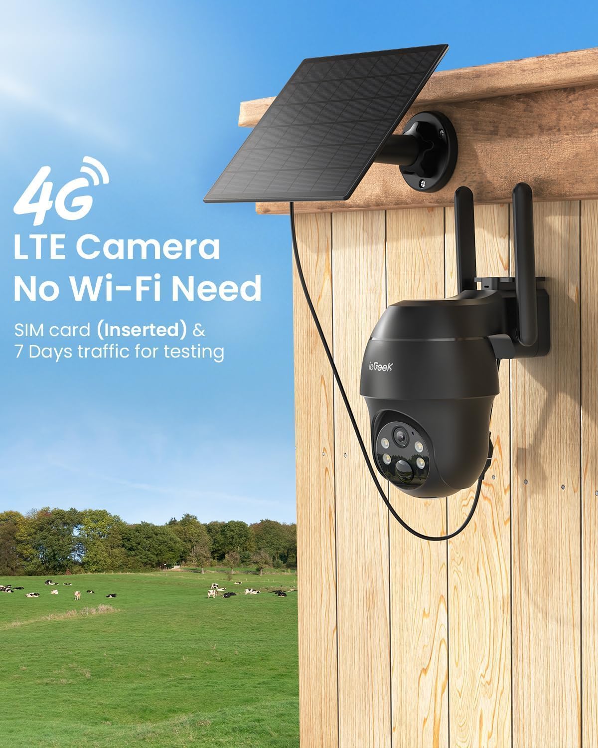 ieGeek S11 Nero Telecamera 4G Solare | Senza WiFi, SIM Inclusa - immagine 2