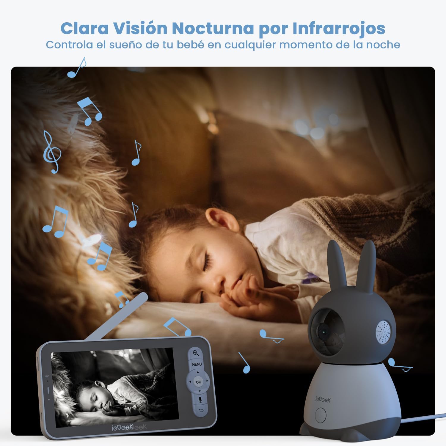 ieGeek Baby Monitor 2K con Schermo 5" e Tracciamento 360° - immagine 6
